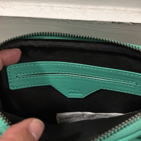 Zara Mint Green Crossbody Purse Vegan Leather long strap. - Picture 3 of 9